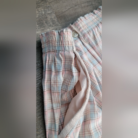 90's Vintg Straight Leg Pants Women's 16 Pink&Blue Plaid Elastic Wasit Jantzen - Picture 4 of 13